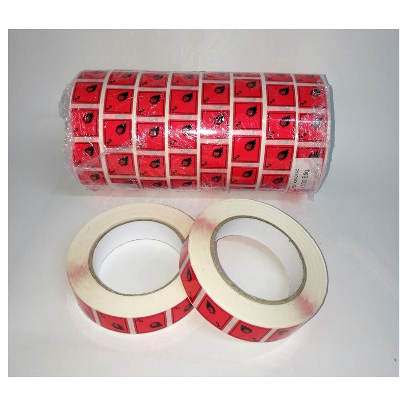 Roll - 2.1 FLAMMABLE GAS Hazard Placard self-adhesive 2000 units 30x30mm