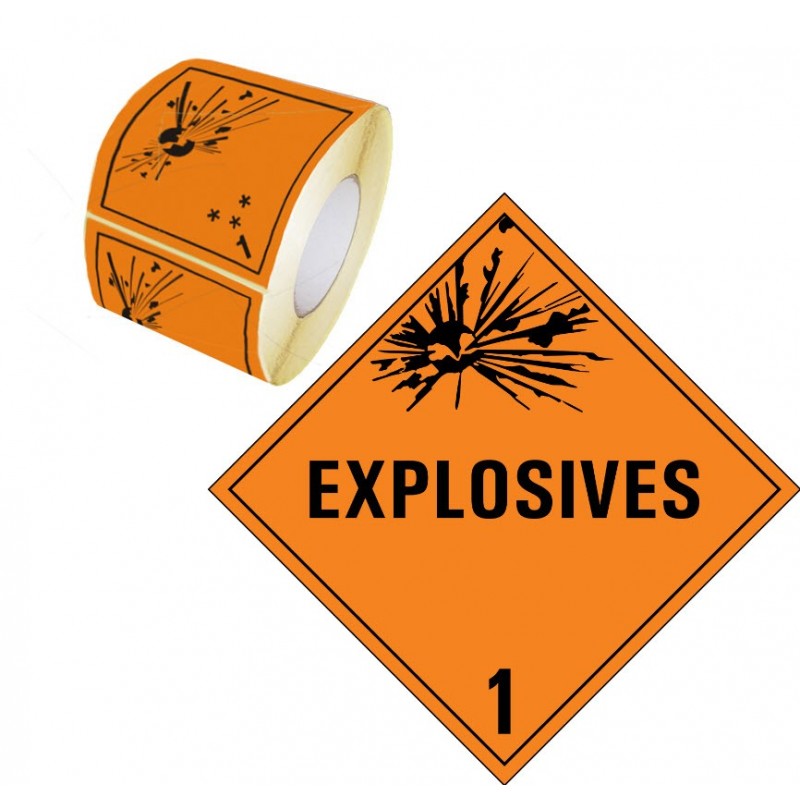 1 EXPLOSIVE Substanzen selbstklebend einzelne Aufkleber 100x100mm