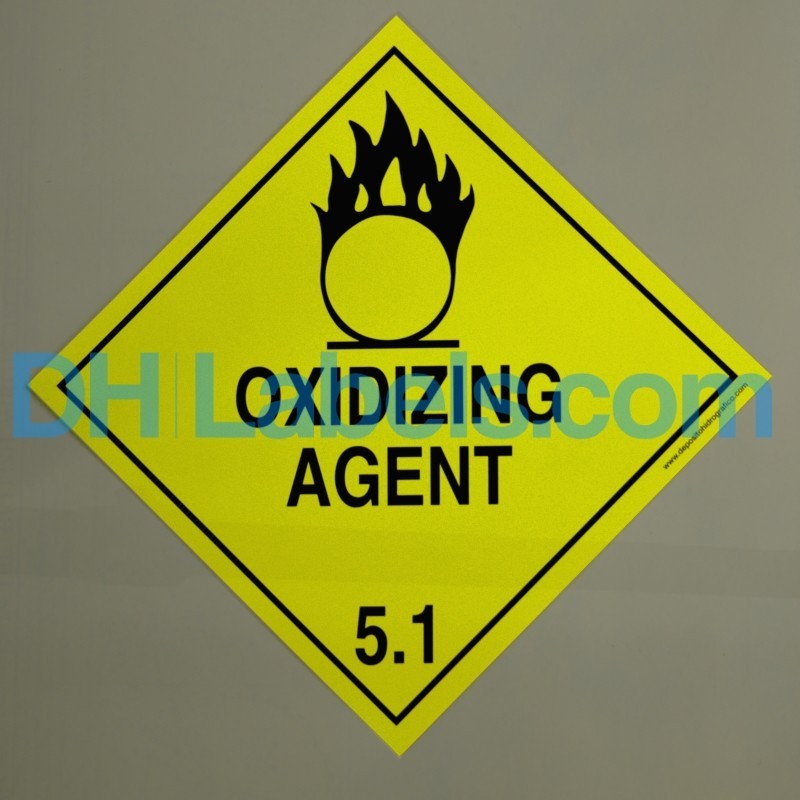 5.1 OXIDIZING SUBSTANCES Hazard Placard Roll 500 units self-adhesive 100x100mm
