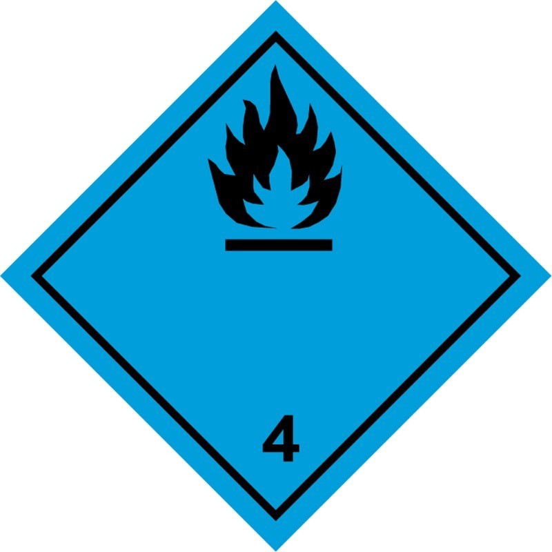 4.3 DANGEROUS WHEN WET Hazard Placard self-adhesive single unit 100x100mm
