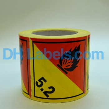 5.2 ORGANIC PEROXIDE Hazard Placard self-adhesive single unit 100x100mm