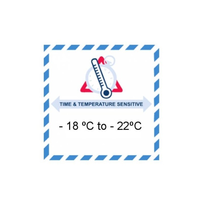 IATA - TIME & TEMPERATURE SENSITIVE -18ºC TO - 22ºC  selbstklebend einzelne Aufkleber 100 x 100 mm
