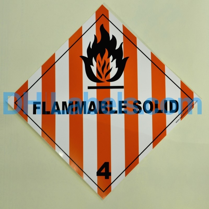 4.1 FLAMMABLE SOLID Hazard Placard self-adhesive single unit 100x100mm