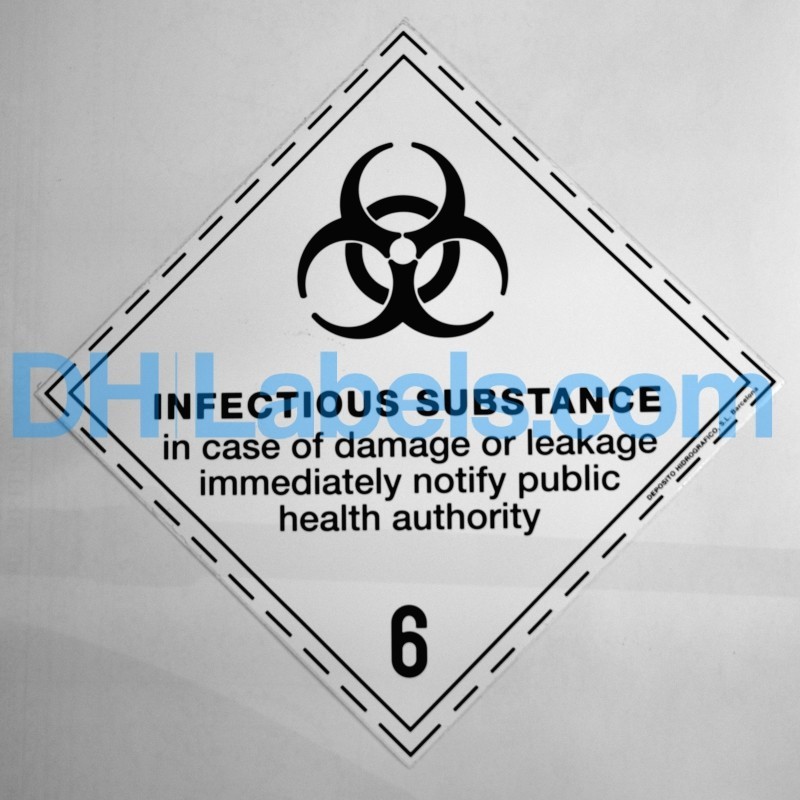 6.2 INFECTIOUS SUBSTANCE Hazard Placard self-adhesive single unit 100x100mm