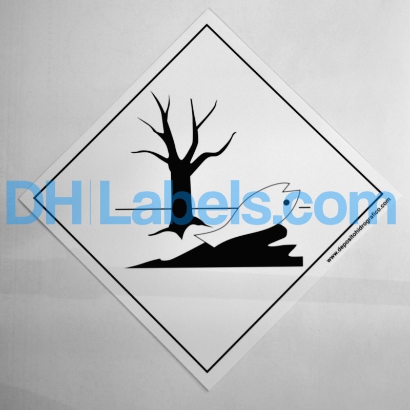 MP MARINE POLLUTANT Unidad Etiqueta adhesiva 100x100mm